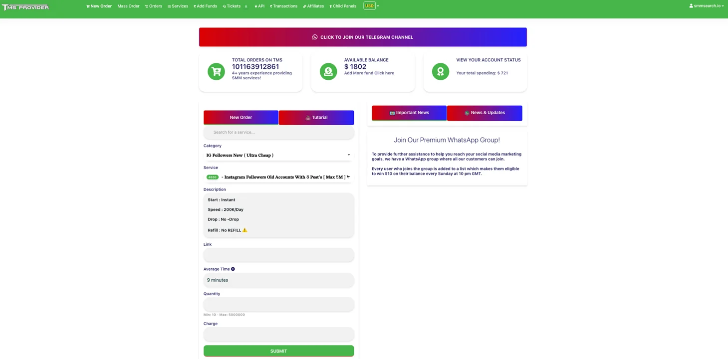 TheMainSMMProvider.com Panel Image