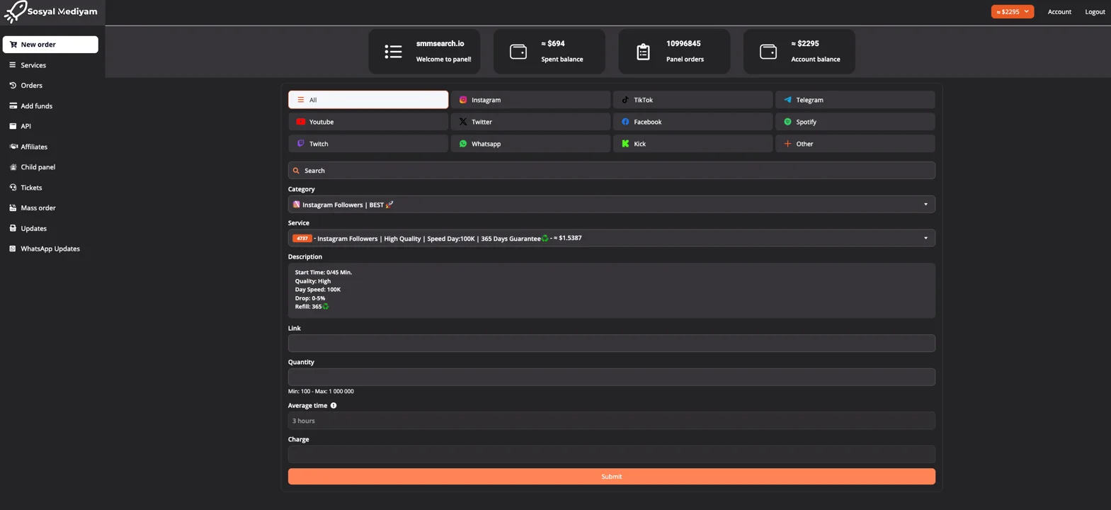 SosyalMediyam.com Panel Image